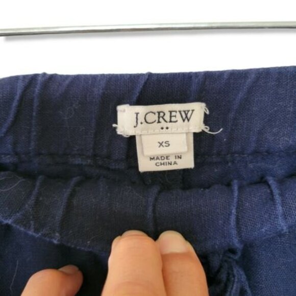 J. Crew Linen shorts with Elastic drawstring Tie Front Shorts in Navy Size XS - Picture 3 of 9